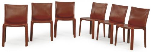  Mario Bellini (Milán, 1935) para Cassina diseño de 1977
Conjunto de seis sillas modelo Cab 412
