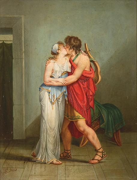  ESCUELA ITALIANA PPS. S. XIX - Escena clásica con enamorados