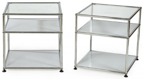  Paul Schärer y Fritz Haller para USM
Pareja de mesas auxiliares realizadas con el sistema modular USM. 