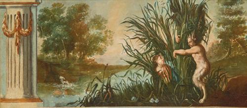  ESCUELA ITALIANA S. XVIII - Huyendo del fauno