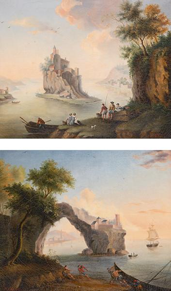  ESCUELA FRANCESA S. XIX - Pareja de paisajes