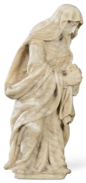  "Dolorosa" tallada en alabastro, posiblemente colonial S. XVIII.