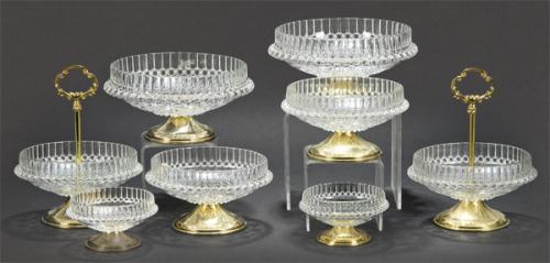  Ocho centros de mesa de cristal años 60