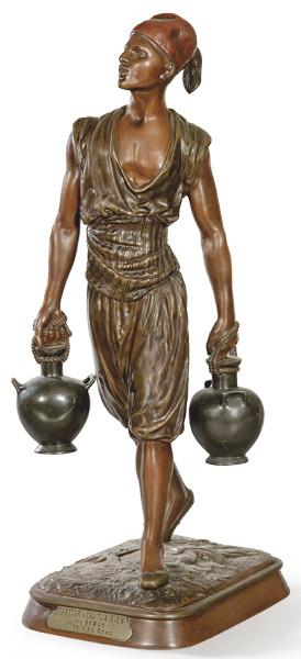 Juean Didier Debut (Francia 1824-1895)
"Aguador Tunecino" h. 1880-90
Escultura en bronce con patina marrón y pátina rojiza.