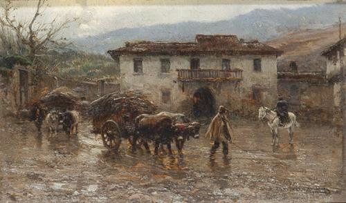  MARIANO BARBASÁN Y LAGUERUELA - Caserío con carro