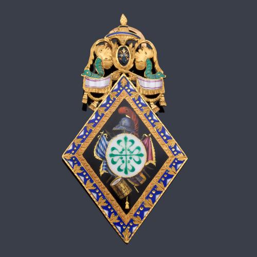  Condecoración de la Orden de Calatrava en oro amarillo de 18 K y esmalte.