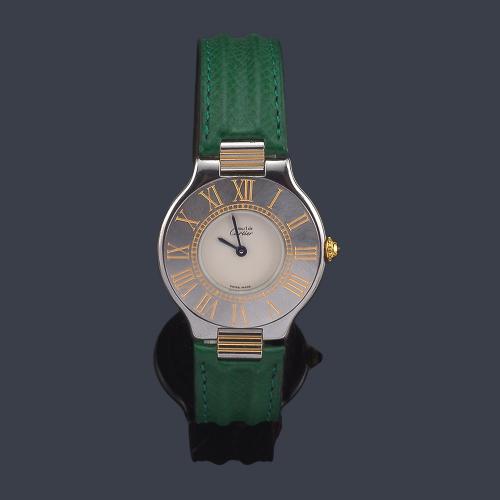  CARTIER Must 21  de señora con caja  en acero y oro de 18 K.