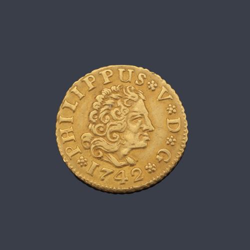  Felipe V 1/2 escudo, Sevilla 1742 PJ.