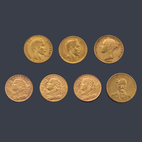  7 Monedas en oro de 22 K.