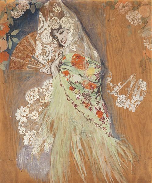 Lote 0327
ESCUELA ESPAÑOLA S. XX - Mujer con mantilla