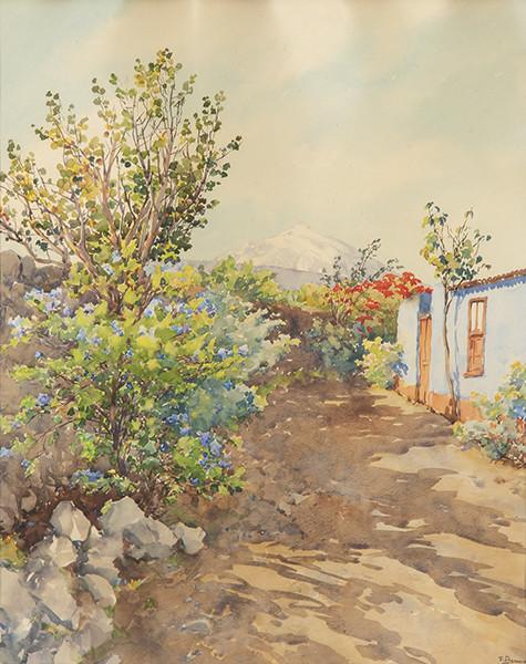 Lote 0330
FRANCISCO BONNIN GUERIN - Casa canaria con árboles