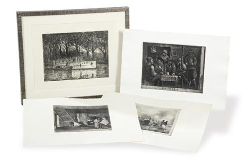 Lote 0563
RICARDO BAROJA - Por el Río, Campesinos en interior, El Asfalto y La Cheka