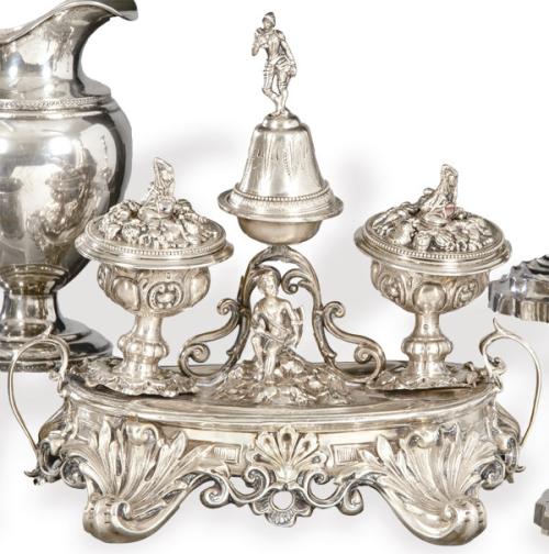  Escribanía de plata francesa punzonada de Emile Hugo, París segunda mitad S. XIX.