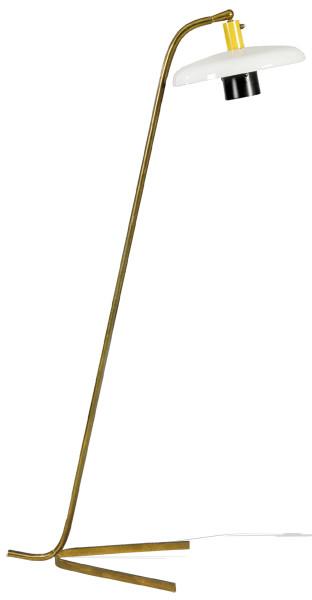 Lote 1289
Gino Sarfatti (1912-1985) para Arredoluce
Lámpara de pie con estructura tubular de latón, aluminio y plexiglás.
Italia, h. 1950