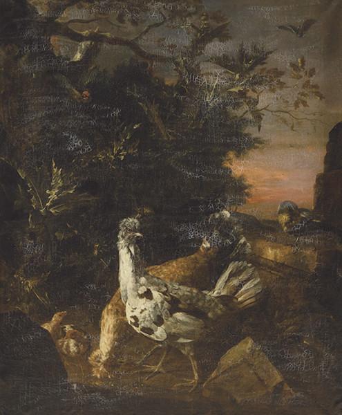 Lote 0082
ATRIBUIDO A JEAN-BAPTISTE WEENIX - Aves ante un paisaje