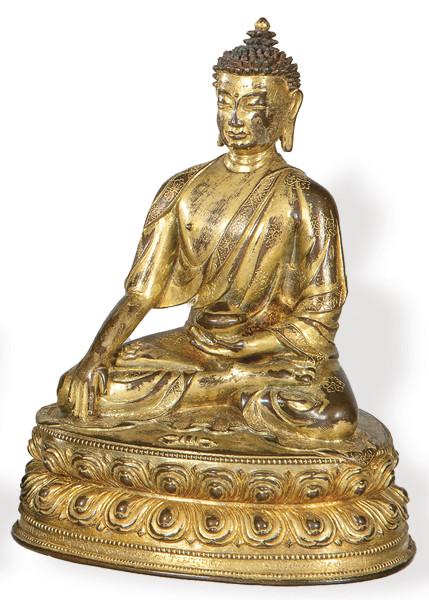  Buda tibetano de bronce dorado S. XVIII