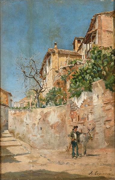 Lote 0116
ESCUELA ESPAÑOLA S. XIX - Escena de pueblo