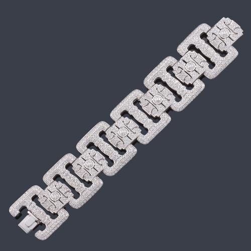  Pulsera estilo 'art decó' con brillantes de aprox. 16,80 ct en total.