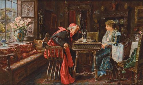 Lote 0130
JOSÉ GALLEGOS ARNOSA - La partida de Ajedrez