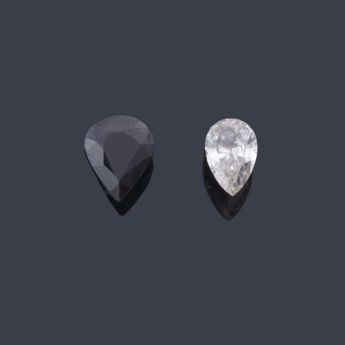 Dos perillas, un diamante de 0,68 ct y un zafiro de 1,62 ct.