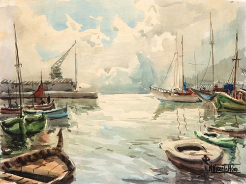 Lote 0310
VICENTE MORA - Barcos en el puerto