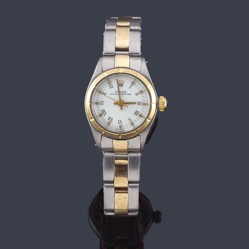  ROLEX Oyster Perpetual Lady ref. 6621 con caja y brazalete en acero y oro.