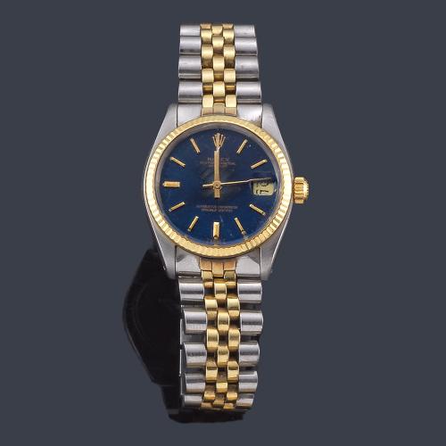  ROLEX Oyster Perpetual Date Just Superlative Chronometer Officially Certified ref. 6827 modelo cadete con caja y brazalete en oro amarillo de 18 K.