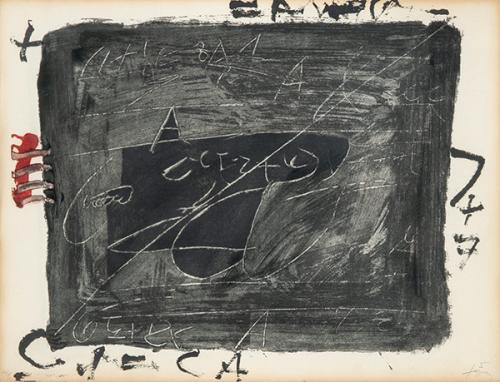  ANTONI TÀPIES - Esgrafiats damunt Negre (Negre i Roig)