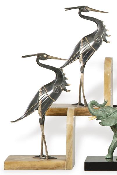  Pareja de sujetibros Art Deco garzas