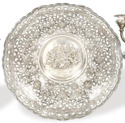  Centro de mesa de plata española punzonada 1ª Ley de Matilde Espuñes