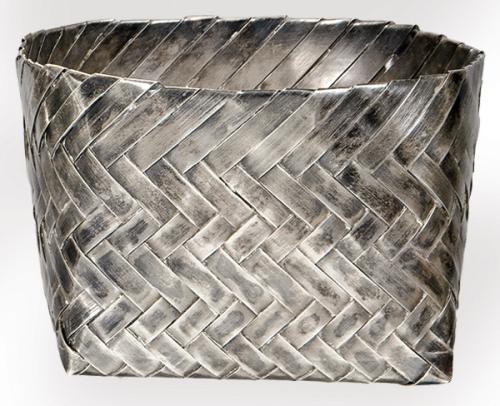  Cesta cuadrangular de plata mejicana punzonada Ley Sterling de Tane.