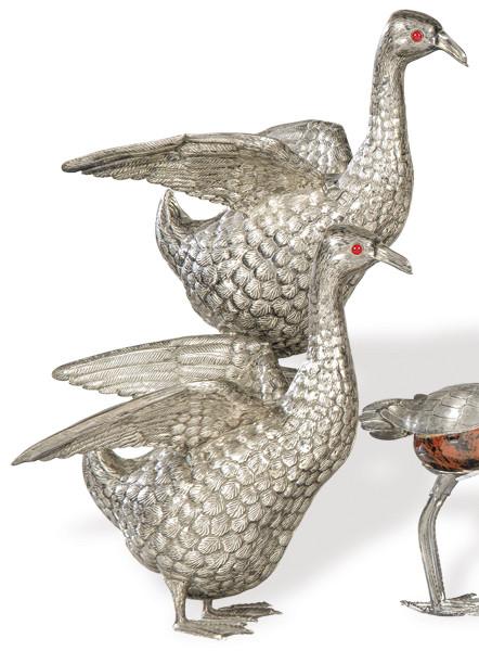 Lote 1166
Pareja de patos de plata española sin punzonar.