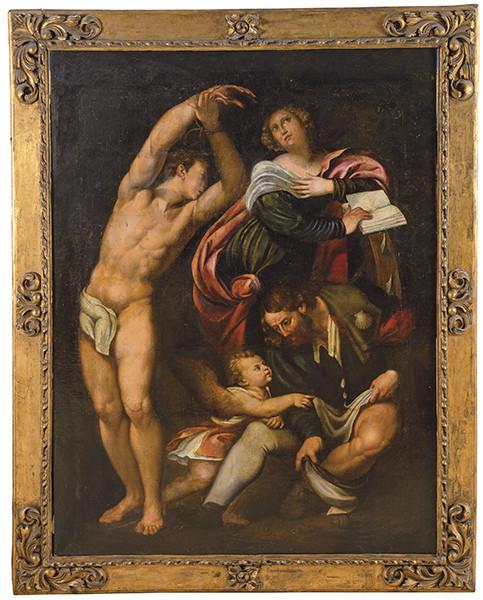 Lote 0065
COPIA DE GIOVANNI ANTONIO DE SACCHIS  IL PORDENONE S. XVII - San Sebastián, San Roque y Santa Margarita