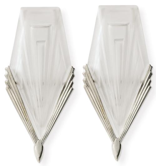  Pareja de apliques Art Déco firmados por Degué Compiègne Francia