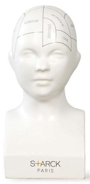  Philippe Starck (Paris 1949)Cabeza frenológica en porcelana esmaltada en blanco. En su caja original.