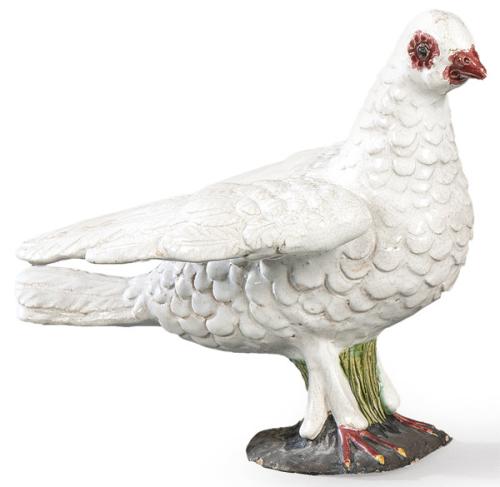  Figura de paloma en barro cocido, pintado y esmaltado.
España, S. XX