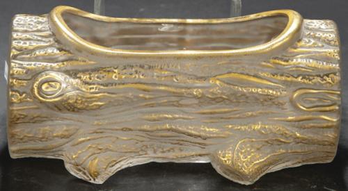 Lote 1449
Macetero en forma de tronco de árbol en cristal dorado al fuego , Holanda primer tercio S. XX.