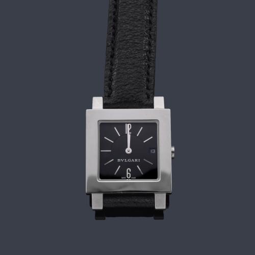  BULGARI Quadrato ref. SQ 27 SLD de caballero con caja en acero. Con estuche y documentación.