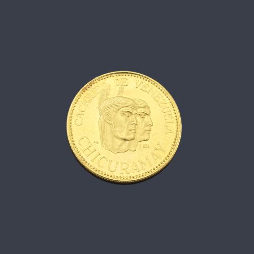 Lote 2694
Moneda conmemorativa Caciques de Venezuela en oro de 22 K.