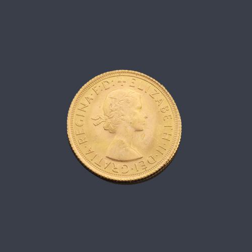  Moneda Isabel II, libra en oro de 22 K.