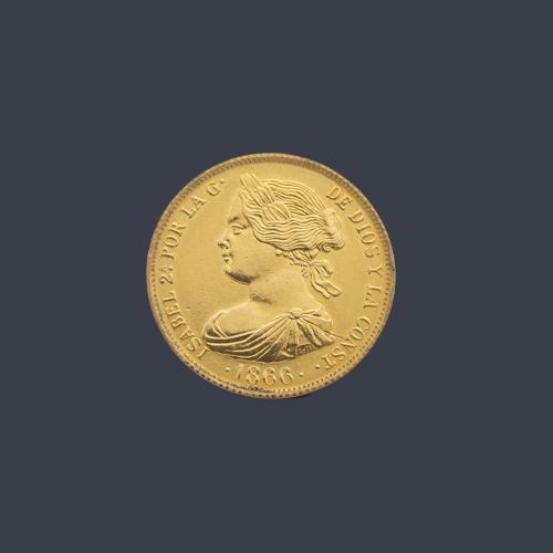  Isabel 2ª 100 reales Madrid 1866.