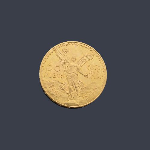  Moneda de 50 pesos mexicanos en oro de 22 K.