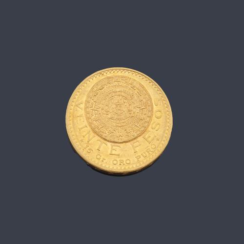  Moneda de 20 pesos Mexicanos en oro de 22K.