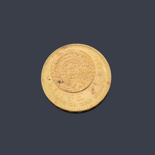  Moneda de 20 pesos Mexicanos en oro de 22K.