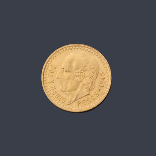  Moneda de 2 pesos y medio mexicanos en oro de 22 K