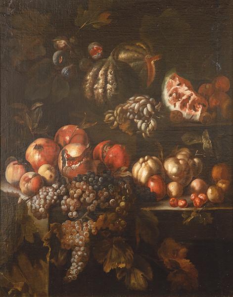 Lote 0019
ATRIBUIDO A GIOVANNI BATTISTA RUOPPOLO - Bodegón  con granadas, uvas, sandias y otros frutos
