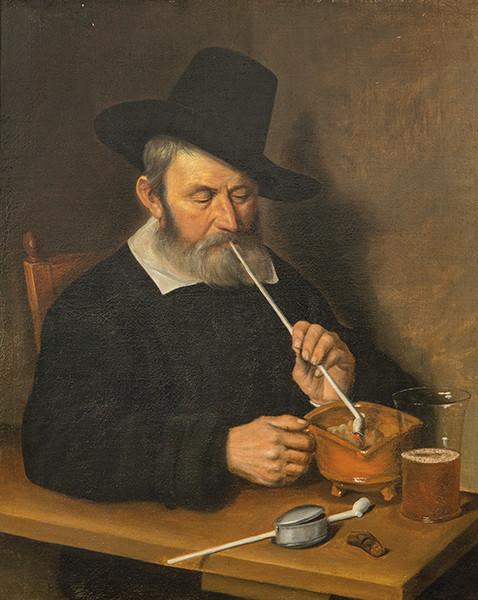 Lote 0021
ESCUELA HOLANDESA S. XVII - Hombre fumando en pipa en un interior