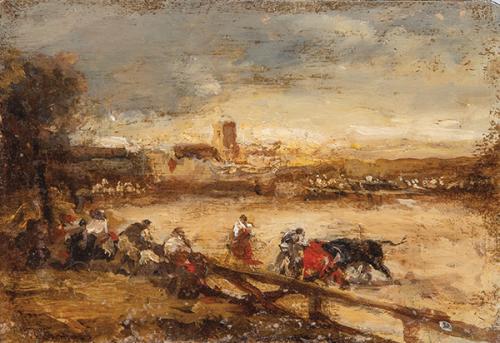  SEGUIDOR DE FRANCISCO DE GOYA S. XIX - La capea