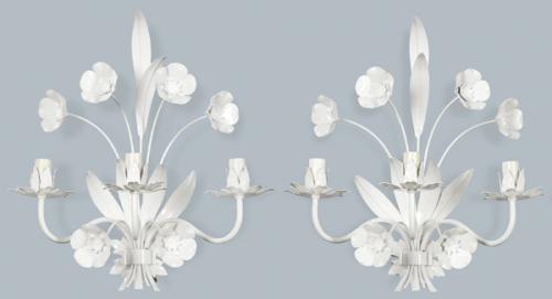  Pareja de apliques de hierro pintado en blanco h. 1960-70.