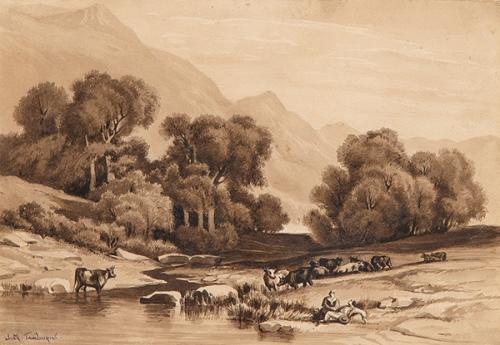 Lote 0061
JOSÉ MARÍA TAMBURINI - Escena pastoral